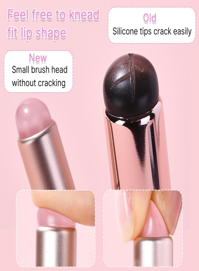 Qivorimith Lip Brush for Lipstick,2 PCS Silicone Lip Brushes,Lip Makeup Applicator Beauty Tool with Lid(Pink) - Image 3